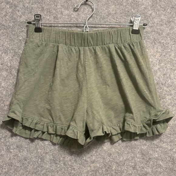 Crewcuts Shorts Girl Size 12 Green Ruffle Hem Pull On Casual 100% Cotton Summer - Picture 1 of 10